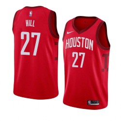 Red_Earned Jordan Hill Twill Basketball Jersey -Rockets #27 Hill Twill Jerseys, FREE SHIPPING