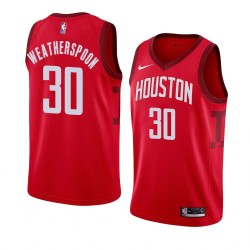 Red_Earned Clarence Weatherspoon Twill Basketball Jersey -Rockets #30 Weatherspoon Twill Jerseys, FREE SHIPPING