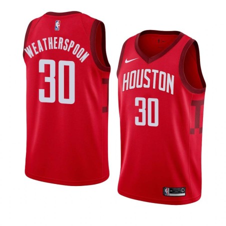 Red_Earned Clarence Weatherspoon Twill Basketball Jersey -Rockets #30 Weatherspoon Twill Jerseys, FREE SHIPPING