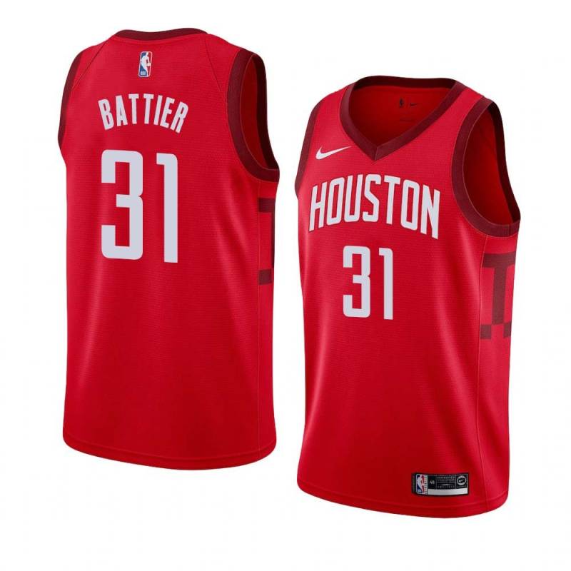 Red_Earned Shane Battier Twill Basketball Jersey -Rockets #31 Battier Twill Jerseys, FREE SHIPPING