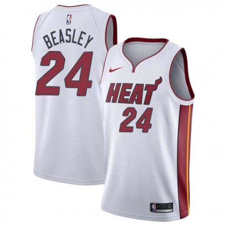 White Jerome Beasley Twill Basketball Jersey -Heat #24 Beasley Twill Jerseys, FREE SHIPPING