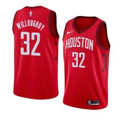 Red_Earned Bill Willoughby Twill Basketball Jersey -Rockets #32 Willoughby Twill Jerseys, FREE SHIPPING