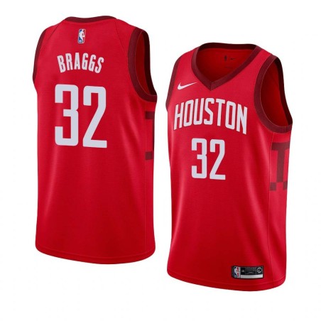 Red_Earned Torraye Braggs Twill Basketball Jersey -Rockets #32 Braggs Twill Jerseys, FREE SHIPPING