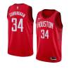 Red_Earned Dick Cunningham Twill Basketball Jersey -Rockets #34 Cunningham Twill Jerseys, FREE SHIPPING