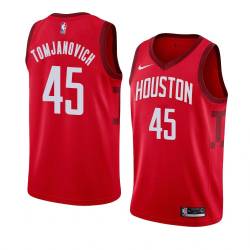 Red_Earned Rudy Tomjanovich Twill Basketball Jersey -Rockets #45 Tomjanovich Twill Jerseys, FREE SHIPPING