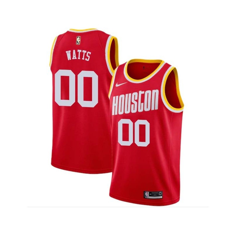 Red_Throwback Slick Watts Twill Basketball Jersey -Rockets #00 Watts Twill Jerseys, FREE SHIPPING