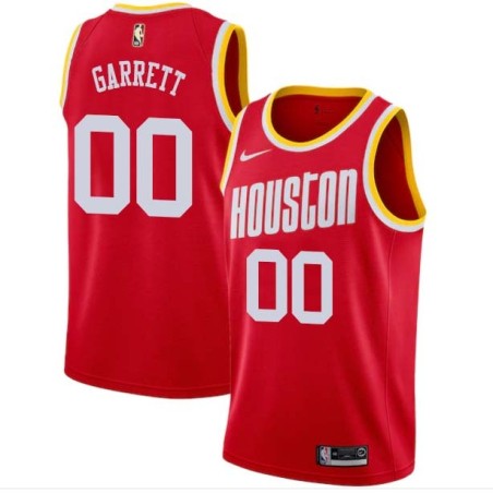 Red_Throwback Calvin Garrett Twill Basketball Jersey -Rockets #00 Garrett Twill Jerseys, FREE SHIPPING