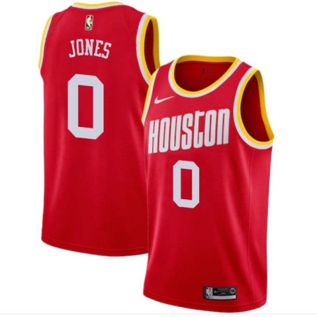 Red_Throwback Bobby Jones Twill Basketball Jersey -Rockets #0 Jones Twill Jerseys, FREE SHIPPING