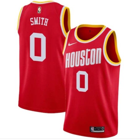 Red_Throwback Greg Smith Twill Basketball Jersey -Rockets #0 Smith Twill Jerseys, FREE SHIPPING