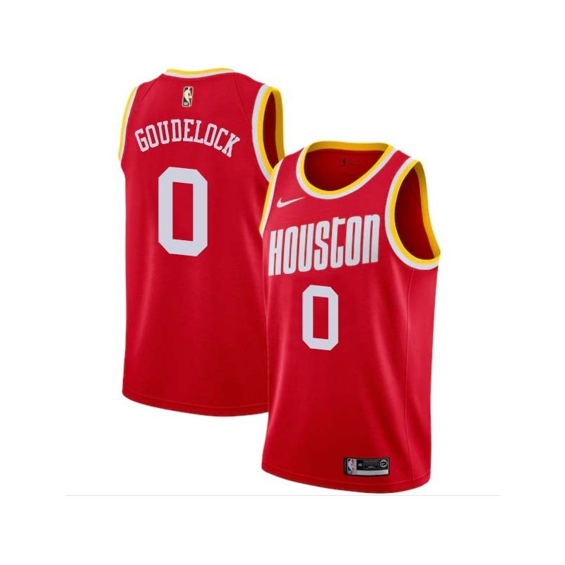 Red_Throwback Andrew Goudelock Twill Basketball Jersey -Rockets #0 Goudelock Twill Jerseys, FREE SHIPPING