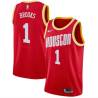 Red_Throwback Scott Brooks Twill Basketball Jersey -Rockets #1 Brooks Twill Jerseys, FREE SHIPPING