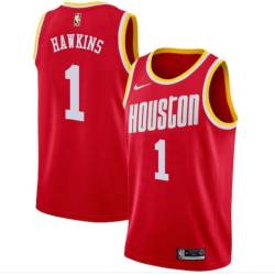 Red_Throwback Juaquin Hawkins Twill Basketball Jersey -Rockets #1 Hawkins Twill Jerseys, FREE SHIPPING