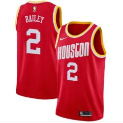 Red_Throwback James Bailey Twill Basketball Jersey -Rockets #2 Bailey Twill Jerseys, FREE SHIPPING