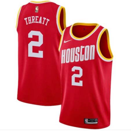 Red_Throwback Sedale Threatt Twill Basketball Jersey -Rockets #2 Threatt Twill Jerseys, FREE SHIPPING