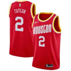 Red_Throwback Maurice Taylor Twill Basketball Jersey -Rockets #2 Taylor Twill Jerseys, FREE SHIPPING