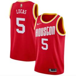 Red_Throwback John Lucas Twill Basketball Jersey -Rockets #5 Lucas Twill Jerseys, FREE SHIPPING