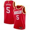 Red_Throwback Juwan Howard Twill Basketball Jersey -Rockets #5 Howard Twill Jerseys, FREE SHIPPING