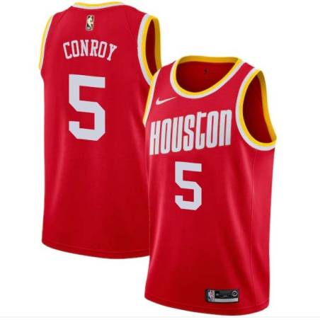 Red_Throwback Will Conroy Twill Basketball Jersey -Rockets #5 Conroy Twill Jerseys, FREE SHIPPING