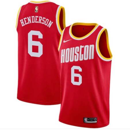 Red_Throwback Tom Henderson Twill Basketball Jersey -Rockets #6 Henderson Twill Jerseys, FREE SHIPPING