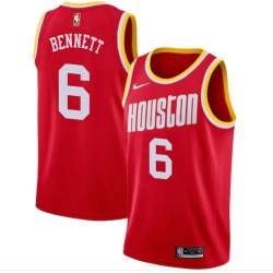 Red_Throwback Elmer Bennett Twill Basketball Jersey -Rockets #6 Bennett Twill Jerseys, FREE SHIPPING