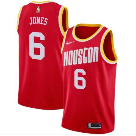 Red_Throwback Terrence Jones Twill Basketball Jersey -Rockets #6 Jones Twill Jerseys, FREE SHIPPING