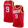 Red_Throwback Rick Brunson Twill Basketball Jersey -Rockets #9 Brunson Twill Jerseys, FREE SHIPPING