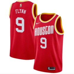 Red_Throwback Jonny Flynn Twill Basketball Jersey -Rockets #9 Flynn Twill Jerseys, FREE SHIPPING