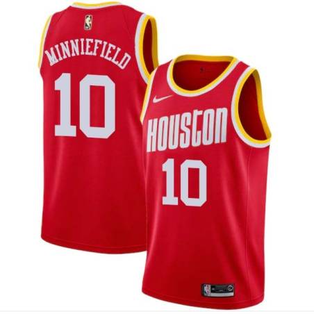 Red_Throwback Dirk Minniefield Twill Basketball Jersey -Rockets #10 Minniefield Twill Jerseys, FREE SHIPPING