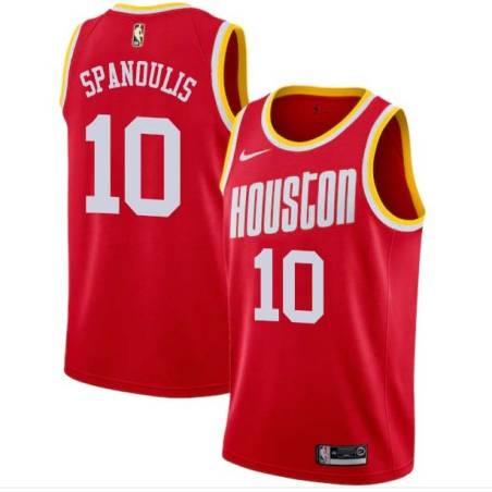 Red_Throwback Vassilis Spanoulis Twill Basketball Jersey -Rockets #10 Spanoulis Twill Jerseys, FREE SHIPPING