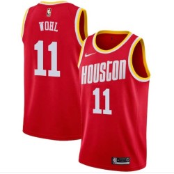 Red_Throwback Dave Wohl Twill Basketball Jersey -Rockets #11 Wohl Twill Jerseys, FREE SHIPPING