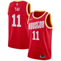 Red_Throwback Yao Ming Twill Basketball Jersey -Rockets #11 Yao Twill Jerseys, FREE SHIPPING