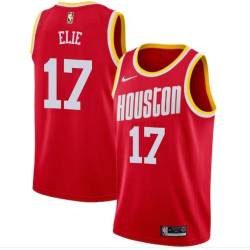 Red_Throwback Mario Elie Twill Basketball Jersey -Rockets #17 Elie Twill Jerseys, FREE SHIPPING