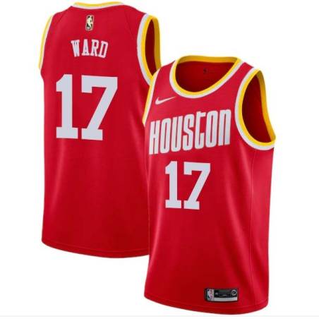 Red_Throwback Charlie Ward Twill Basketball Jersey -Rockets #17 Ward Twill Jerseys, FREE SHIPPING