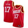 Red_Throwback Isaiah Taylor Twill Basketball Jersey -Rockets #17 Taylor Twill Jerseys, FREE SHIPPING