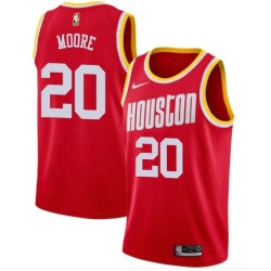 Red_Throwback Otto Moore Twill Basketball Jersey -Rockets #20 Moore Twill Jerseys, FREE SHIPPING