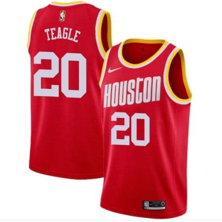 Red_Throwback Terry Teagle Twill Basketball Jersey -Rockets #20 Teagle Twill Jerseys, FREE SHIPPING