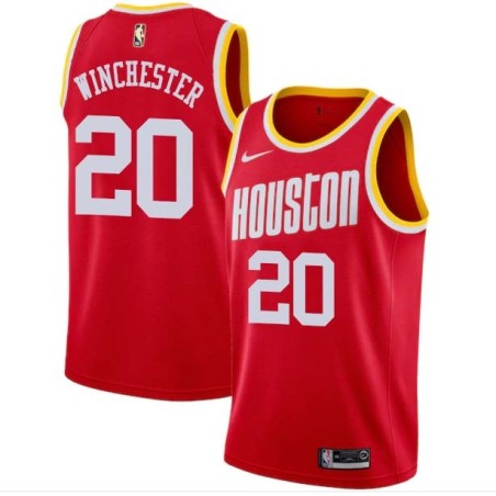 Red_Throwback Kennard Winchester Twill Basketball Jersey -Rockets #20 Winchester Twill Jerseys, FREE SHIPPING