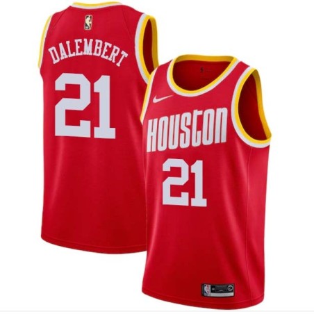 Red_Throwback Samuel Dalembert Twill Basketball Jersey -Rockets #21 Dalembert Twill Jerseys, FREE SHIPPING