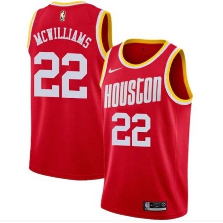 Red_Throwback Eric McWilliams Twill Basketball Jersey -Rockets #22 McWilliams Twill Jerseys, FREE SHIPPING