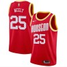 Red_Throwback Cliff Meely Twill Basketball Jersey -Rockets #25 Meely Twill Jerseys, FREE SHIPPING