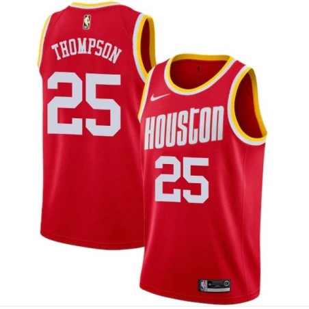 Red_Throwback Bernard Thompson Twill Basketball Jersey -Rockets #25 Thompson Twill Jerseys, FREE SHIPPING