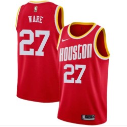 Red_Throwback Jim Ware Twill Basketball Jersey -Rockets #27 Ware Twill Jerseys, FREE SHIPPING