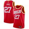 Red_Throwback Caldwell Jones Twill Basketball Jersey -Rockets #27 Jones Twill Jerseys, FREE SHIPPING