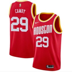 Red_Throwback Marcus Camby Twill Basketball Jersey -Rockets #29 Camby Twill Jerseys, FREE SHIPPING