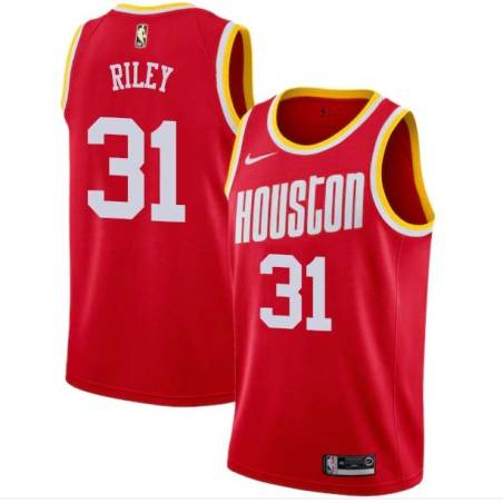 Red_Throwback Ron Riley Twill Basketball Jersey -Rockets #31 Riley Twill Jerseys, FREE SHIPPING