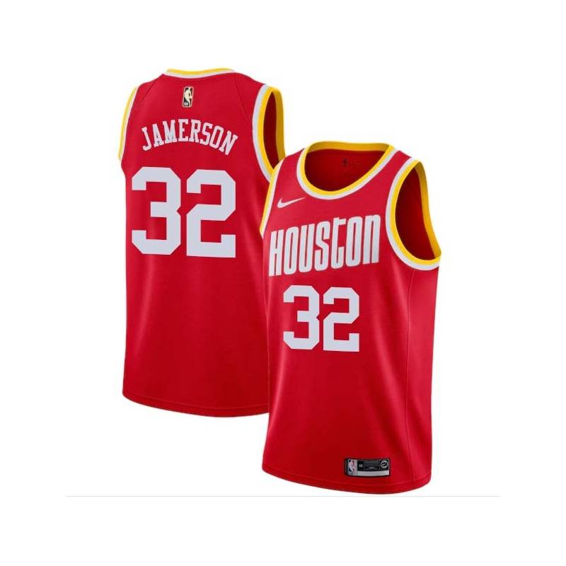 Red_Earned Dave Jamerson Twill Basketball Jersey -Rockets #32 Jamerson Twill Jerseys, FREE SHIPPING