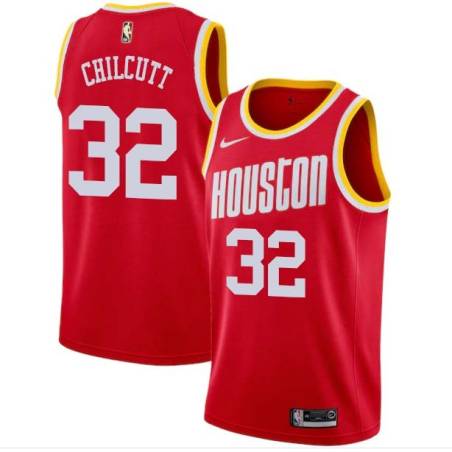 Red_Throwback Pete Chilcutt Twill Basketball Jersey -Rockets #32 Chilcutt Twill Jerseys, FREE SHIPPING