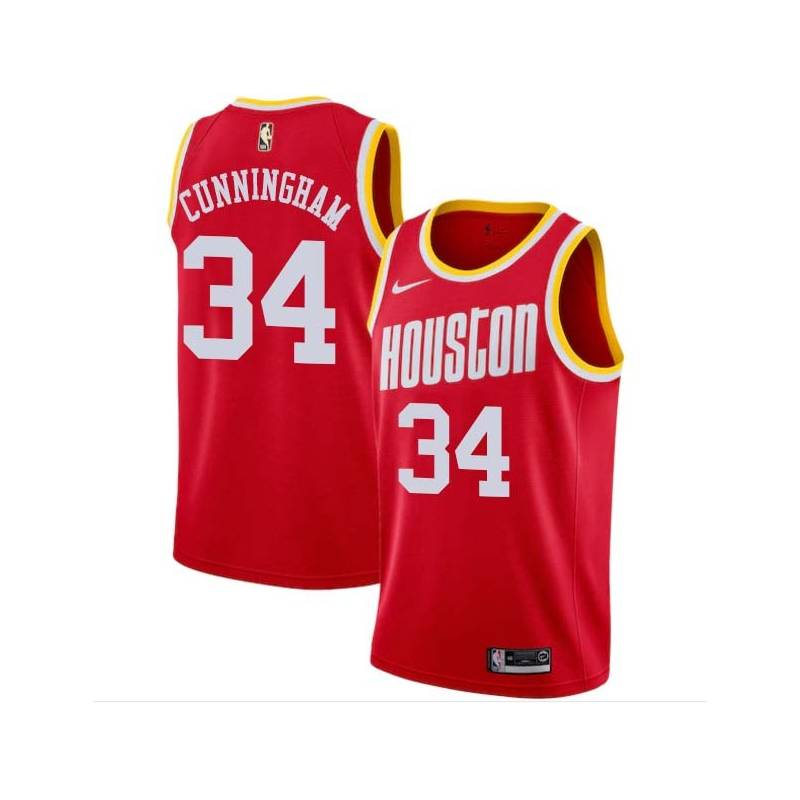 Red_Throwback Dick Cunningham Twill Basketball Jersey -Rockets #34 Cunningham Twill Jerseys, FREE SHIPPING