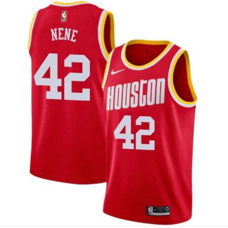 Red_Throwback Nene Hilario Twill Basketball Jersey -Rockets #42 Hilario Twill Jerseys, FREE SHIPPING