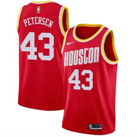 Red_Throwback Jim Petersen Twill Basketball Jersey -Rockets #43 Petersen Twill Jerseys, FREE SHIPPING